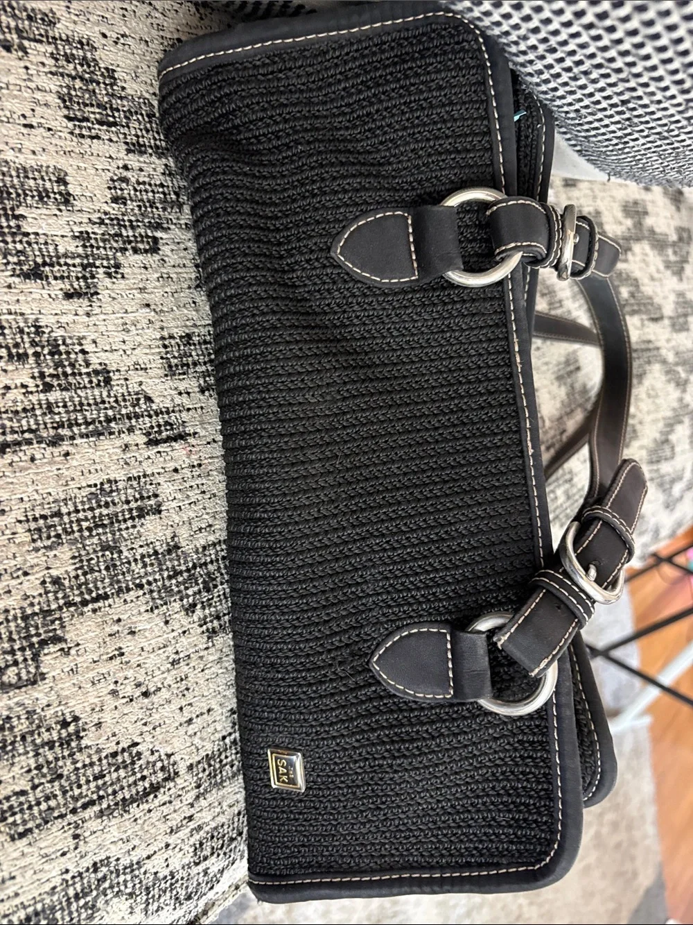 Black Woven Shoulder Bag by Unknown Brand
